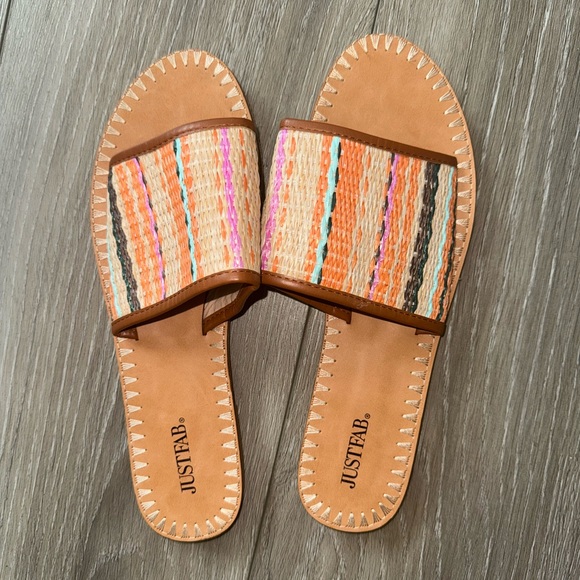 JustFab Multicolor Beach Getaway Slide Sandals Size 9 - Picture 1 of 3